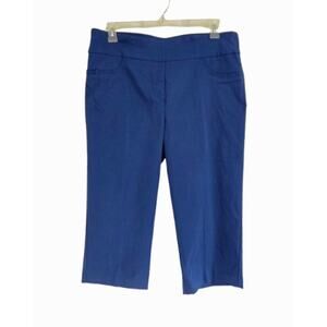 Ruby Rd Slimming Capri Pants Slacks Women's Size 18 Dark Blue Stretch Straight